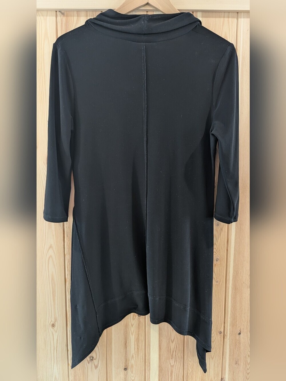 Joseph Ribkoff Black Draped Cowl-Neck Tunic with Roll-Tab Sleeves - Picture 6 of 7
